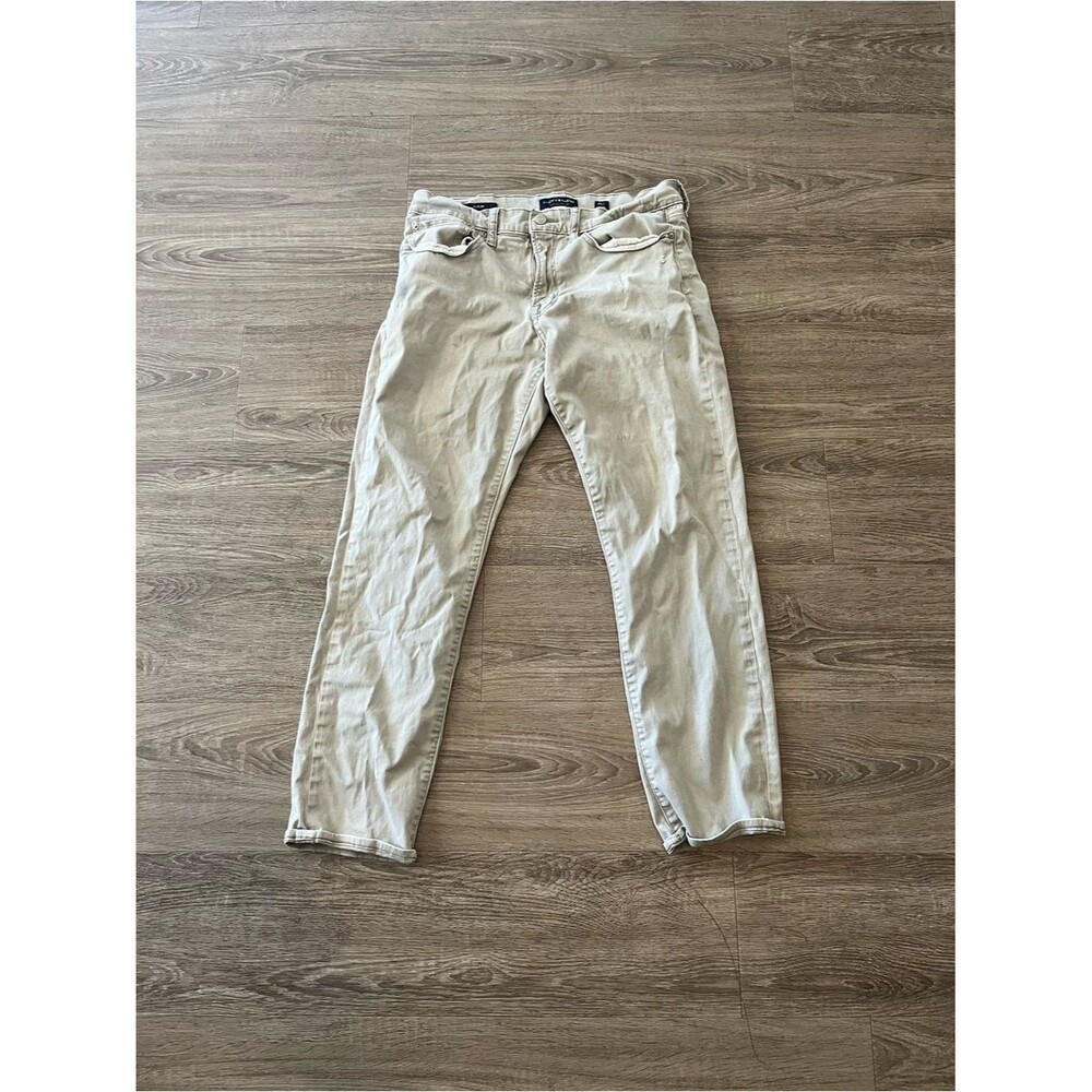 Lucky Brand 121 Slim Khaki Jeans Mens 33x30 Tan Stretch Denim Pants Distressed